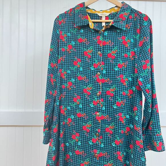 Matilda Jane Fa La La Floral Gingham Shirt Dress Long Sleeve Button Down - Picture 4 of 12